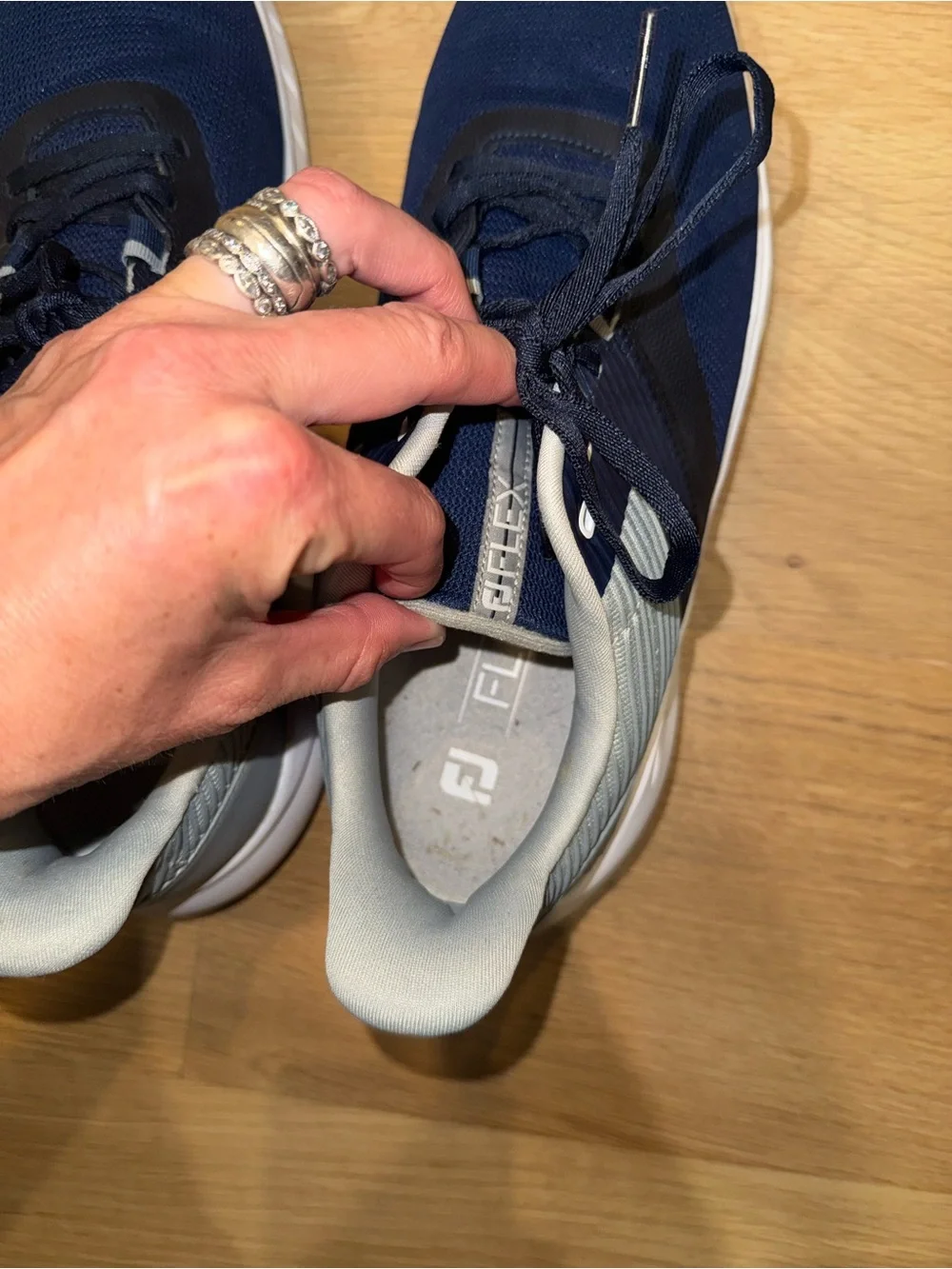 EUC FJ FootJoy Flex Navy blue gray Athletic spikeless golf Shoes men’s size 12